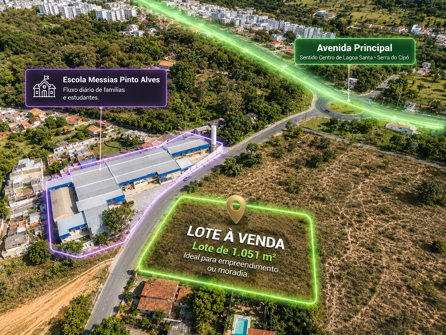 Vista aérea Lote Palmital, Lagoa Santa